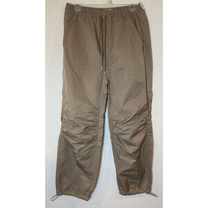 NWT Abercrombie & Fitch Pants Wide Leg Gathered Knee Bungee Hem Tan M New